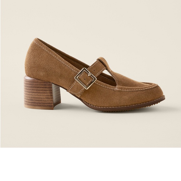NEW KELSI DAGGER women's caleb t-strap mary jane heel in honey suede - Picture 2 of 4